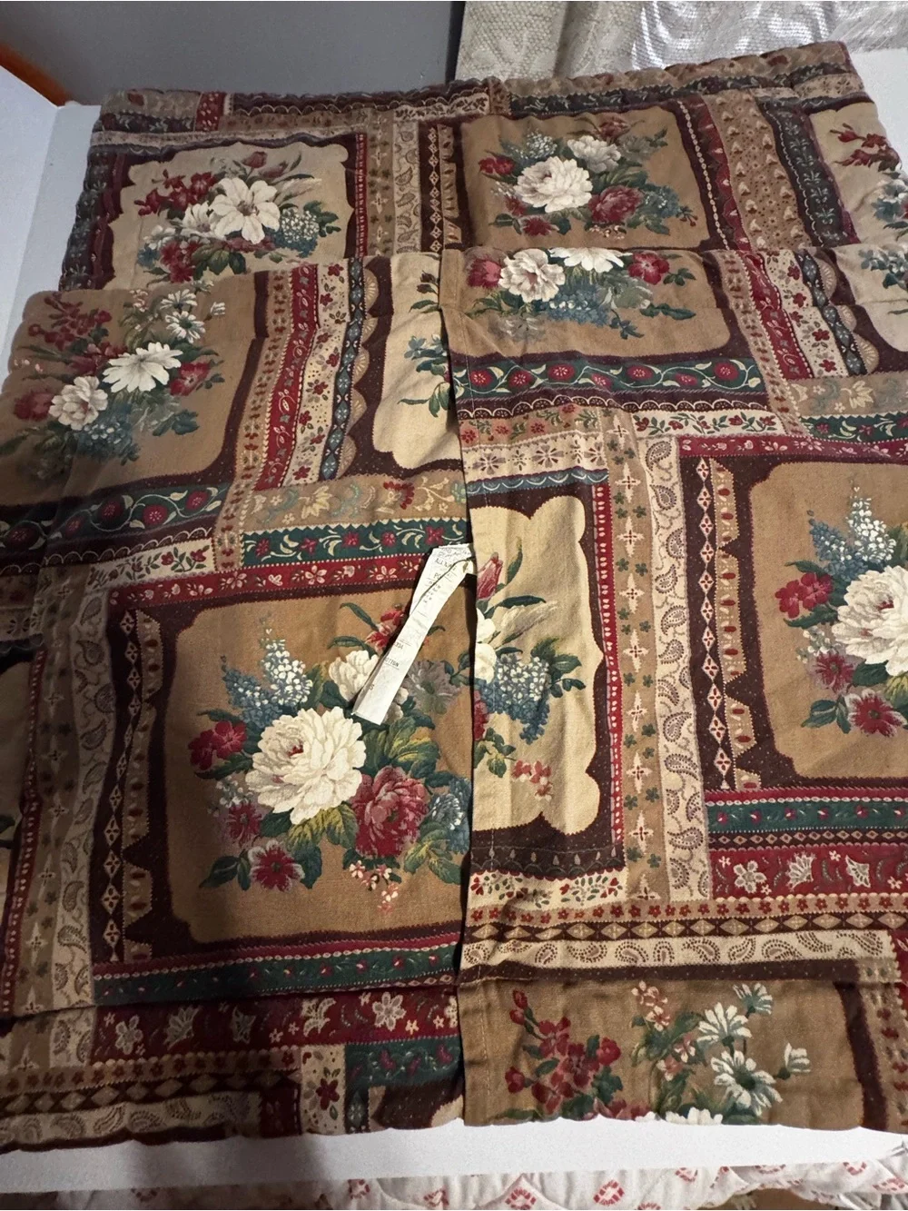 Lot of Two Floral Brown Standard Size Quilted Country Core Themed Pillow Shams